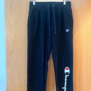 Champion Womens Small Black Sweatpants with Logo. Like New